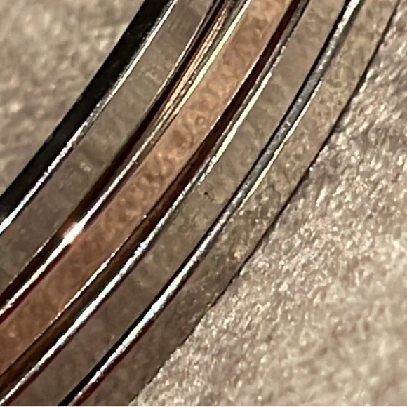 4 minimalist Bangle Bracelets 3 Silver one Rose Gold - Picture 3 of 7